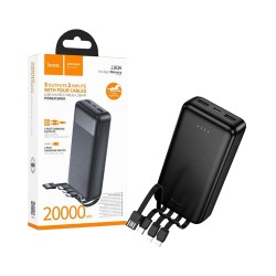 Power Bank Hoco J163A Wonderful con 4-in-1 Puerto USB+Cable Micro+Tipo-C+Lightning 20000mAh Negro